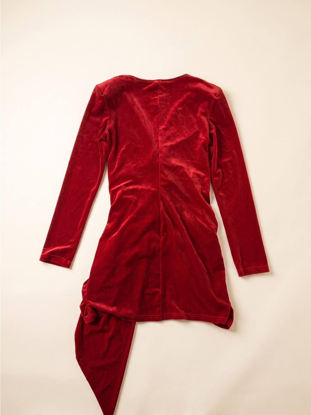 SHEIN Red Velvet Wrap Mini Dress with Waist Tie - Picture 2 of 5